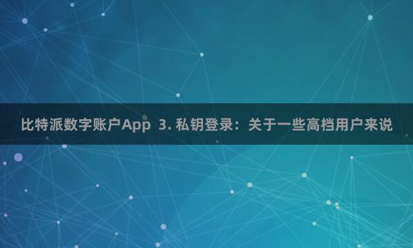比特派数字账户App  3. 私钥登录：关于一些高档用户来说